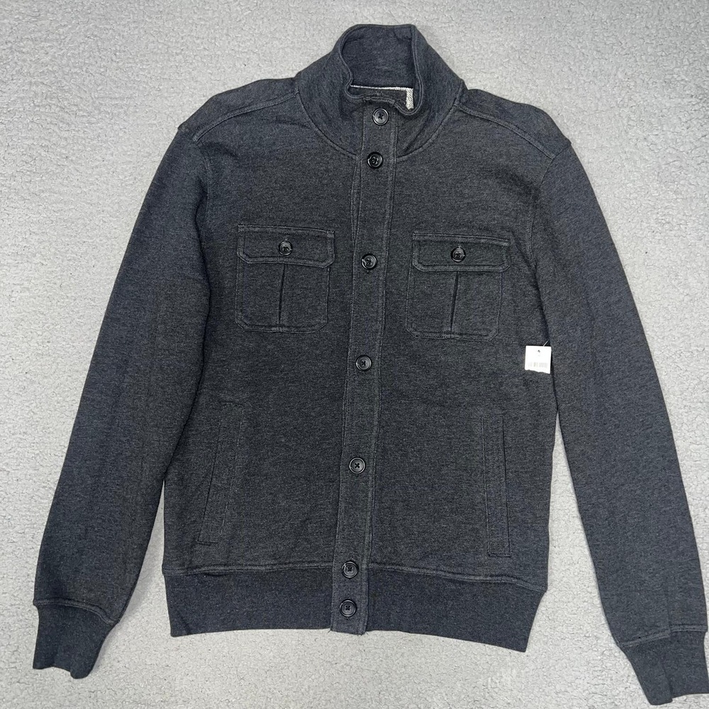 NWT Gap Bomber Jacket Men's Size S Charcoal Gray Chest Pocket Military Coat 2012